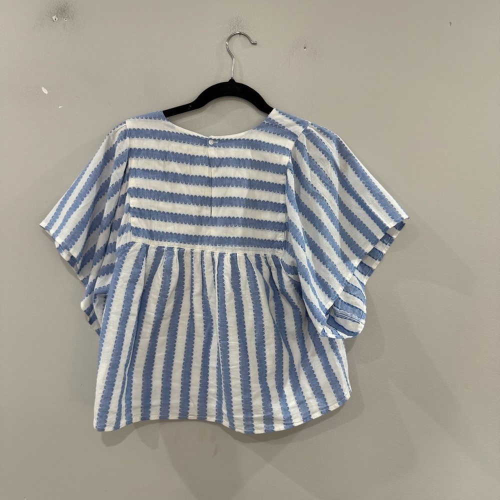 Emerson Fry Blouse Basalie Short Sleeve in Blue Striped - Picture 8 of 8
